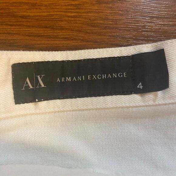 Armani Exchange A/X White Denim Distressed Cutoff Shorts Size 4 - Picture 3 of 5